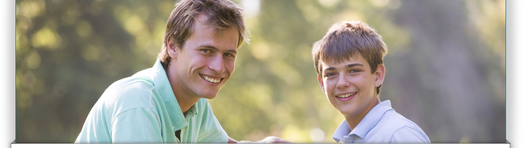 Man and his son, smiling